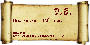 Debreczeni Bános névjegykártya